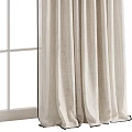 Beige Linen Light Filtering Curtains Hanging By White Window Frame