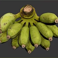 Fresh Green Banana Bunch with Natural Brown Tips on Dark Background