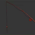 Traditional Wooden Fishing Rod With Red Float Line And Reel