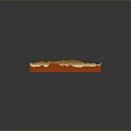Scenic 3D Terrain Model With Orange Yellow Mountain Ranges And Green Water Area