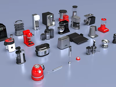 Various Types Of Modern Colorful Kitchen Appliances With Different Designs And Styles 3d model
