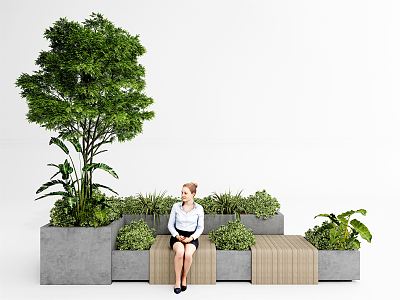 Modern Outdoor Chair Landscape Seat Flower Pond Seat Landscape Tree 3d model