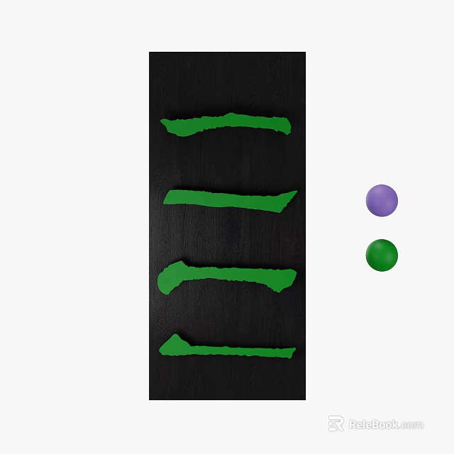 Display Shelf On Black Background With Green Long Strips And Purple Green Spheres 3d model 