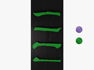 Display Shelf On Black Background With Green Long Strips And Purple Green Spheres 3d model