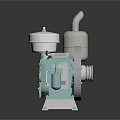 Green Automotive Engine Component with Metal Structure Pipes Circular Parts and Control Panel
