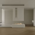 Modern Open Concept Living Dining Room With Wooden Sofa And Coffee Table