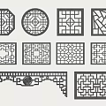 Pane Hollow Window Wood Carved Flower Window Square Lattice Flower Window Antique Window Round Window 3d model