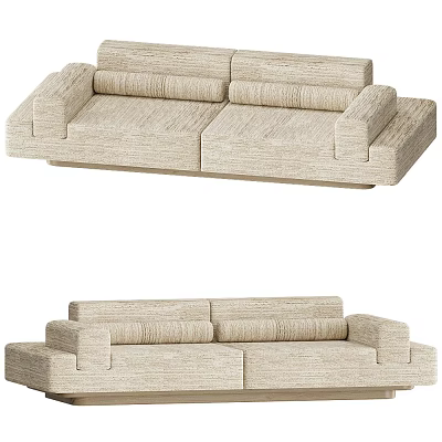 Light Beige Sectional Sofa with Soft Fabric Upholstery and Modern Cushioned Armrests 3d model