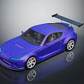 Purple Sports Car With Rear Spoiler Sleek Design Blue Headlights And Alloy Wheels