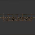 Rustic Wooden Bridge Structure With Plank Deck Railings And Support Beams 3d model