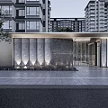 Modern Building Facade of High Rise Residential Complex With Glass Stone Design and Greenery