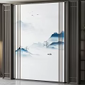 New Chinese background wall background wall partition screen 3d model
