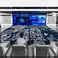 Modern Command Center With Interactive City Model Large Digital Screens And Staff Monitoring