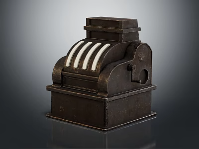 Vintage Commercial Cash Register With Classic Design And Metal Body Structure 3d model