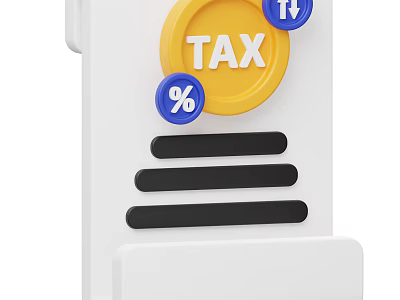 White Tax Folder With Percentage Symbol And Black Document Lines 3d model