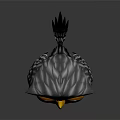 Cute Cartoon Owl 3D Model With Big Yellow Eyes Yellow Beak And Gray Feathers