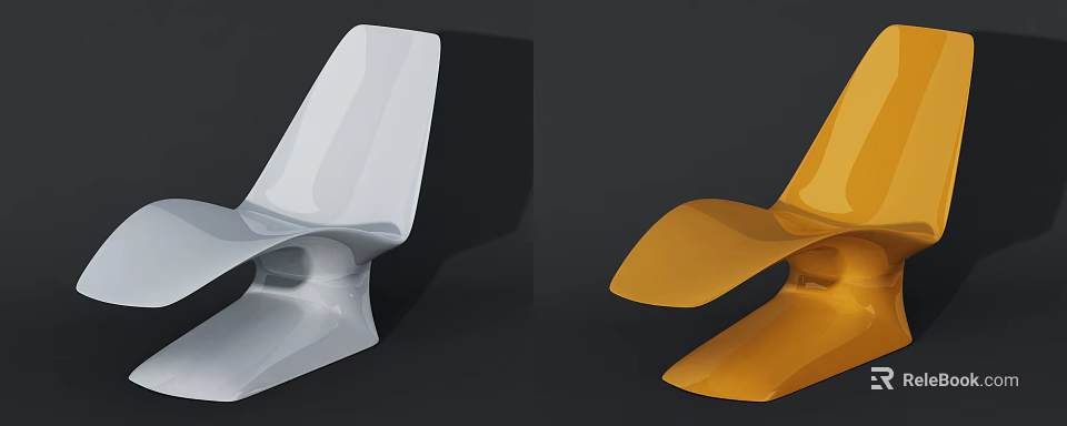 Modern Single Chair Design With White And Yellow Curved Sleek Structure 3d model