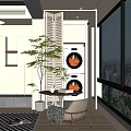 Cozy Home Balcony With Washing Machine Plant Table Chair And City View