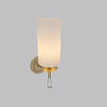 Elegant Modern Wall Lamp With Gold Metal Base White Fabric Shade And Crystal Accents