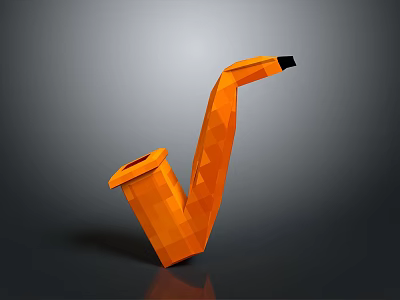 Saxophone Shaped Daily Living Decorative Product With Orange Low Poly Design And Stylish Appearance 3d model