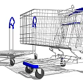 Public Facilities Metal Shopping Cart And Hand Truck With Blue Handles And Wheels