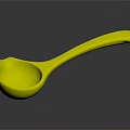Ceramic Spoon With Pink And White Color Smooth Handle On Dark Reflective Background
