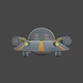 Futuristic UFO Structure Featuring Dome Orange Stripes Circular Components And Pipes