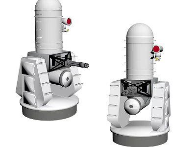Automatic White Weapon System With Rotating Cannon And Red Sensor Units 3d model