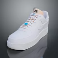 White Nike Air Force 1 Casual Sneakers With Blue Accent And White Laces Design