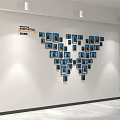 Office Corridor with Heart Shaped Photo Wall Display in Modern Office Setting With Natural Light