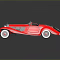 Shiny Red Vintage Convertible Car With Classic Design And Chrome Details On Black Reflective Surface