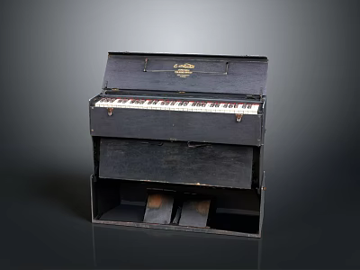 Vintage Garrard Piano With Wooden Case Classic Keyboard Keys And Pedals 3d model