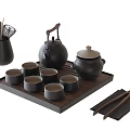 Traditional Tea Set With Teapot Cups Tray Utensils Holder And Tea Cloth