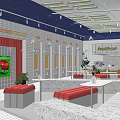 Modern Bubble Tea Shop Interior Design With Red Seats Green Sign And Metal Equipment