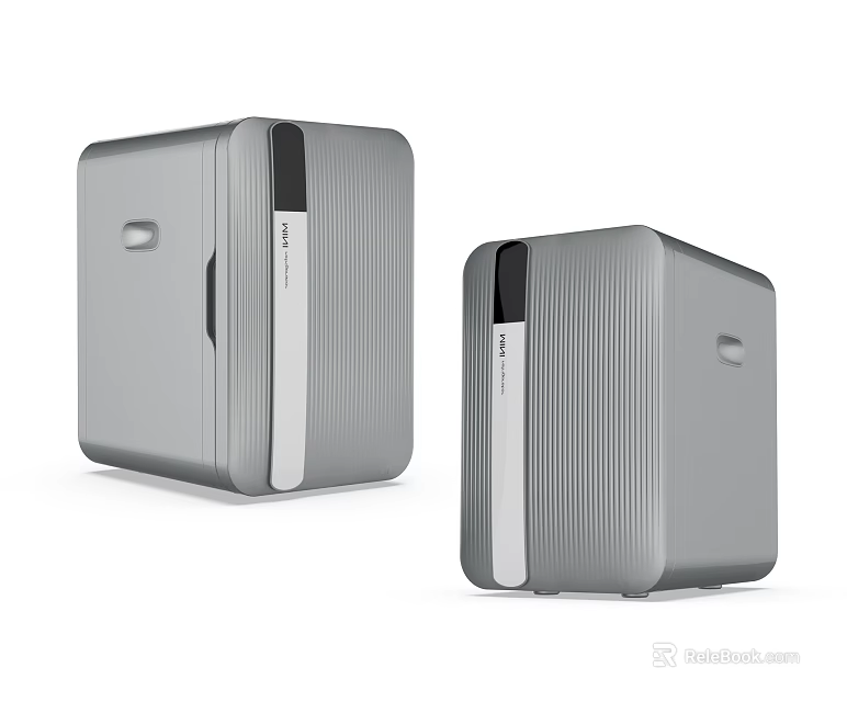 Modern Gray Refrigerators And Freezers With Striped Texture And Front Panel Design 3d model 
