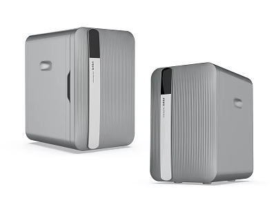 Modern Gray Refrigerators And Freezers With Striped Texture And Front Panel Design 3d model