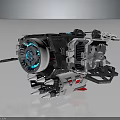 Futuristic Industrial Equipment With Blue Luminous Core And Spiked Metallic Frame