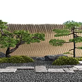 new chinese style courtyard sketch pine tree landscape tree tingbu stone head moss micro terrain bamboo fence 3d model