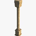 Ancient Classical Stone Column With Textured Surface And Pedestal Base Design 3d model