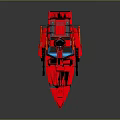 Red Lego Speedboat Water Vehicle Model With Weapons And Blue Cockpit Interior