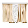 Beige Layered Curtains With Sheer Patterned Panel For Home Window Decor