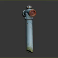 Blue Outdoor Hardware Tool Fire Hydrant With Red Valve And Mossy Base