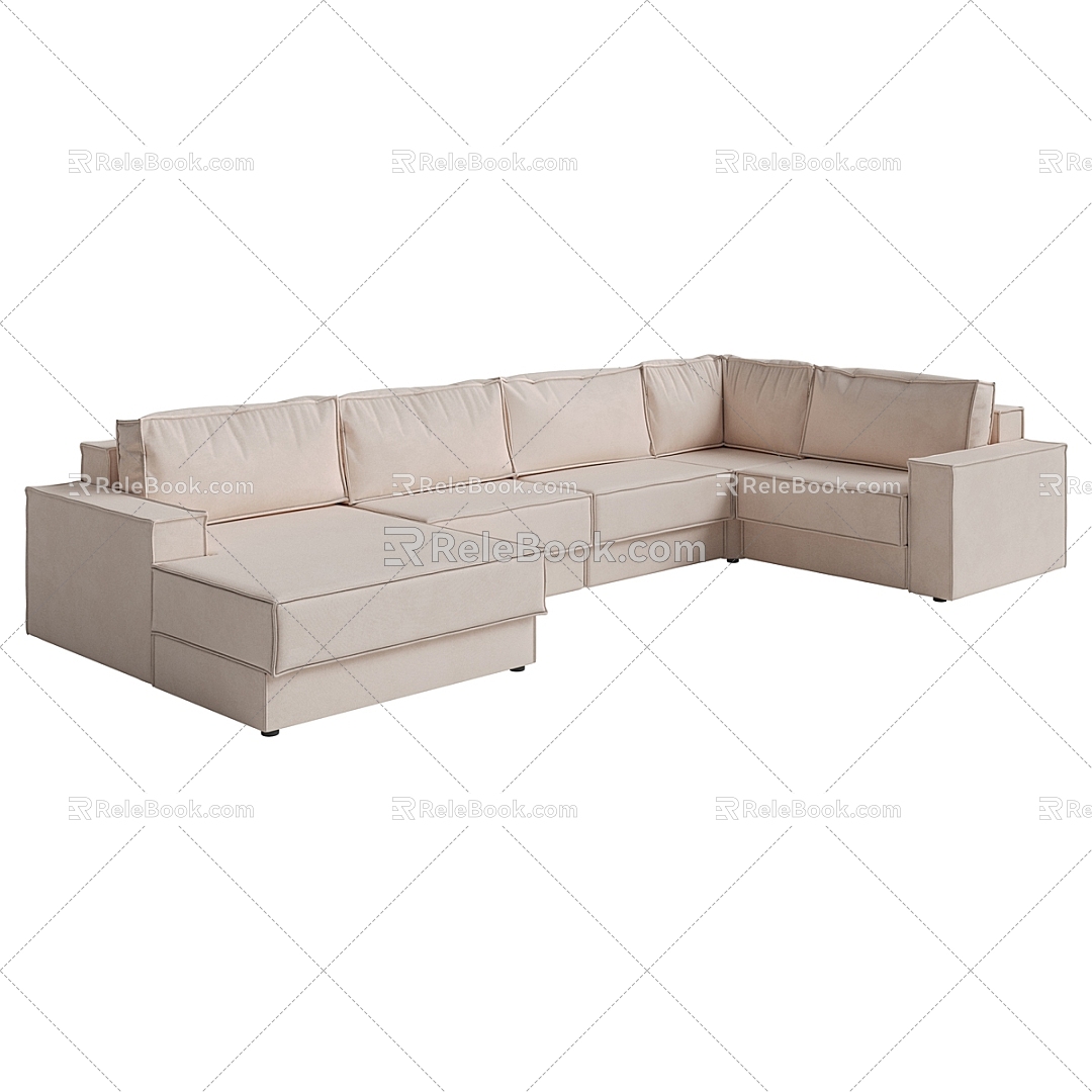 Modern simple multi-person leisure sofa 3d model