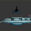 Cartoon Scene Featuring Blue Circular Platform With Transparent Dome Glowing Buttons And Earth Design