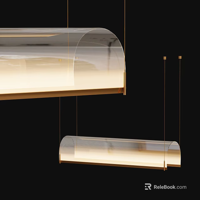 Modern Transparent Pendant Lights With Sleek Metallic Frame And Warm Glow Design 3d model 