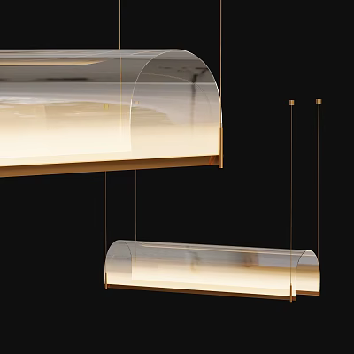 Modern Transparent Pendant Lights With Sleek Metallic Frame And Warm Glow Design 3d model