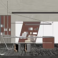 Modern Study Room Interior Design With Spacious Desk Bookshelves And Comfortable Chair