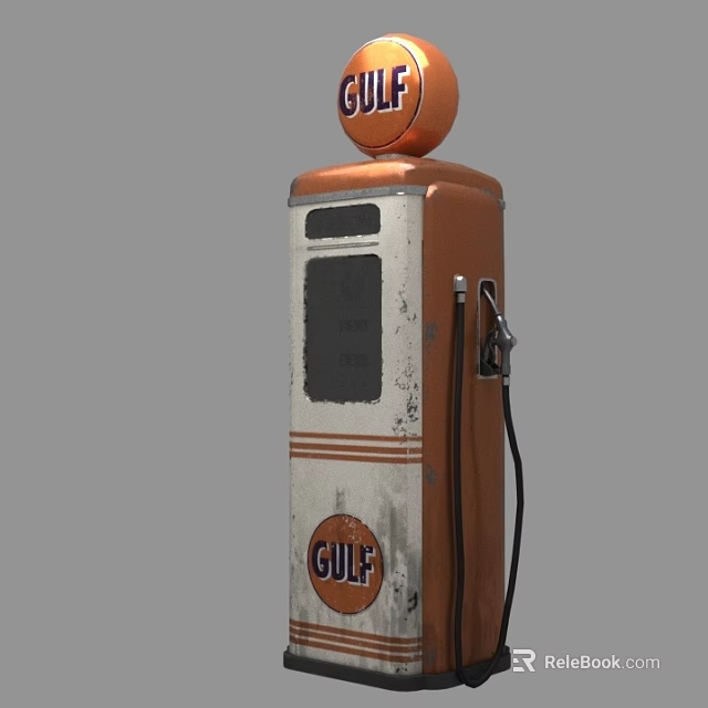 Vintage Gulf Logo Gas Pump Public Facility Featuring Retro Classic Design Elements 3d model 