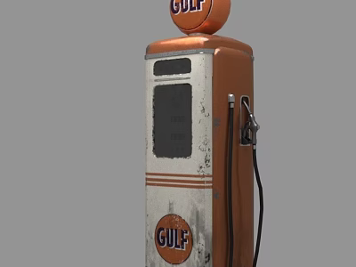 Vintage Gulf Logo Gas Pump Public Facility Featuring Retro Classic Design Elements 3d model