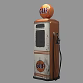Vintage Gulf Logo Gas Pump Public Facility Featuring Retro Classic Design Elements